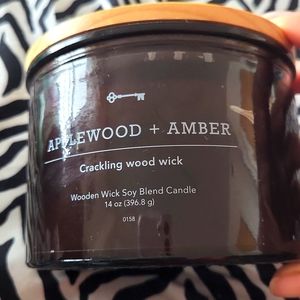 THRESHOLD APPLEWOOD & AMBER CANDLE-NEW